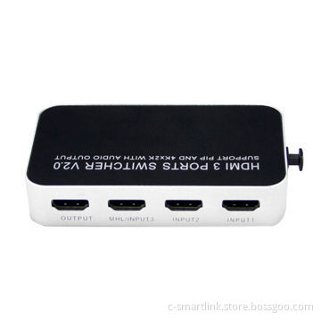 4K 2K 3-port 3x1 HDMI 2.0 Switch with Picture in Picture, 1080P@120Hz, 3D@60HZ